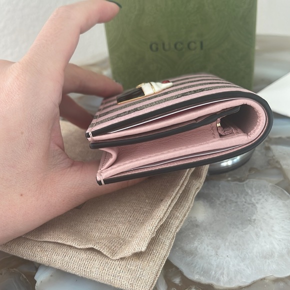 New, Authentic GUCCI Wallet Cupcake Pink Brown Stripes Love Parade GG LOGO - Picture 4 of 14